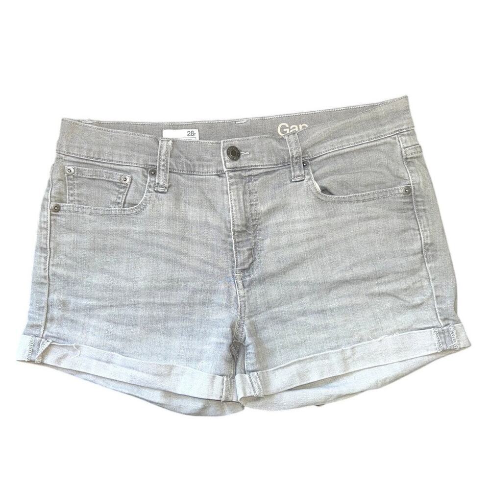 GAP Slim Shorts Light Gray Denim Size 28 / 6 Regular Mid Rise Rolled Grunge